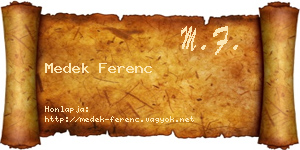 Medek Ferenc névjegykártya